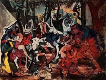 Bacchanales Triomphe Pan d after Poussin 1944 cubist Pablo Picasso Oil Paintings